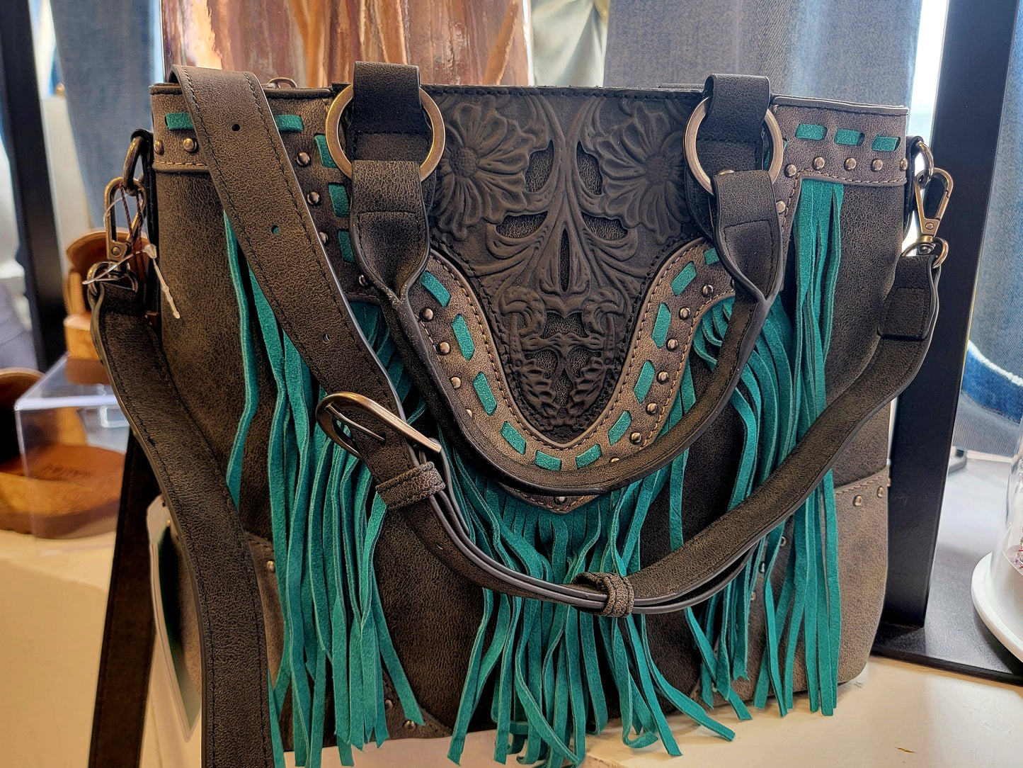 Black Western Tooled Purse