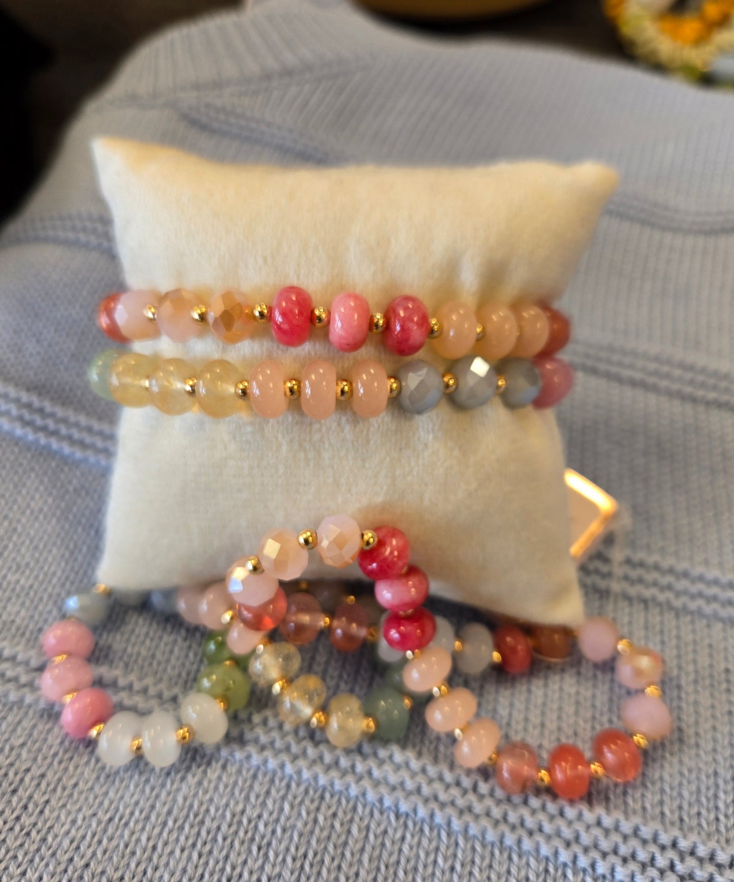 Natural Stone Beaded Stretch Bracelet