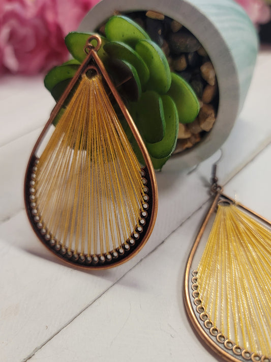 Mustard Woven Teardrop Earring