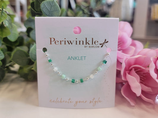 Green and White Anklet