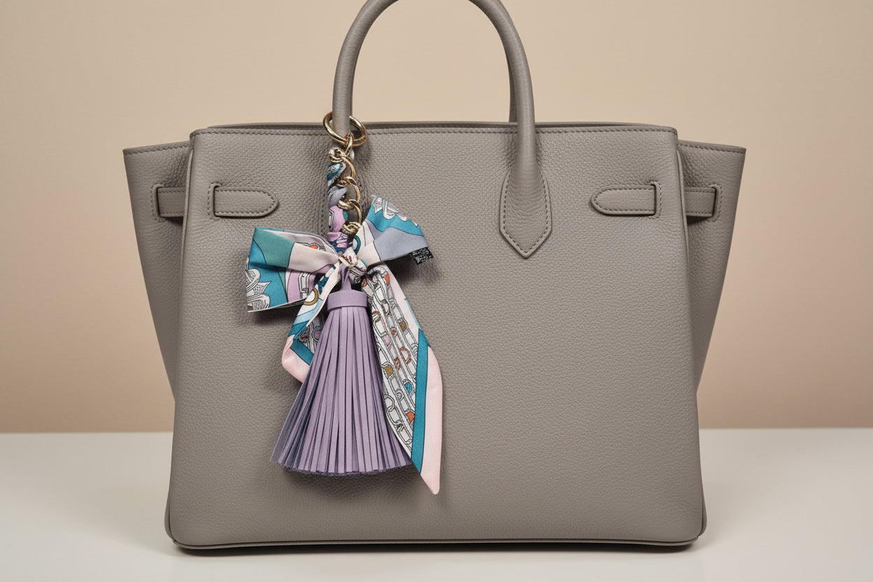 Braided Scarf and Tassell Bag Charm