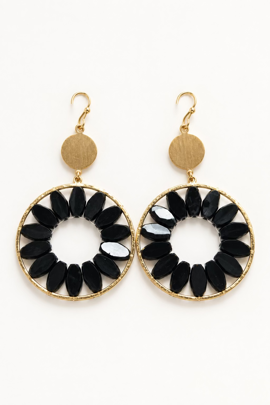 Black Oval Crystal Earrings