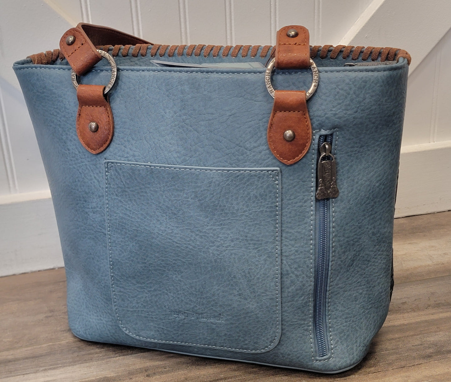 Blue Tooled Western Purse