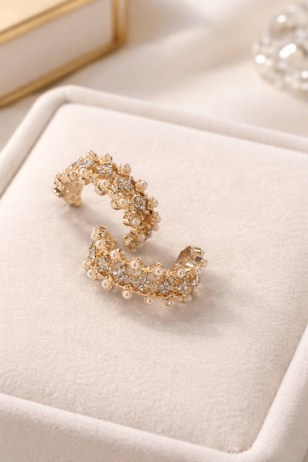 Gold Rhinestone Hoop Earrings