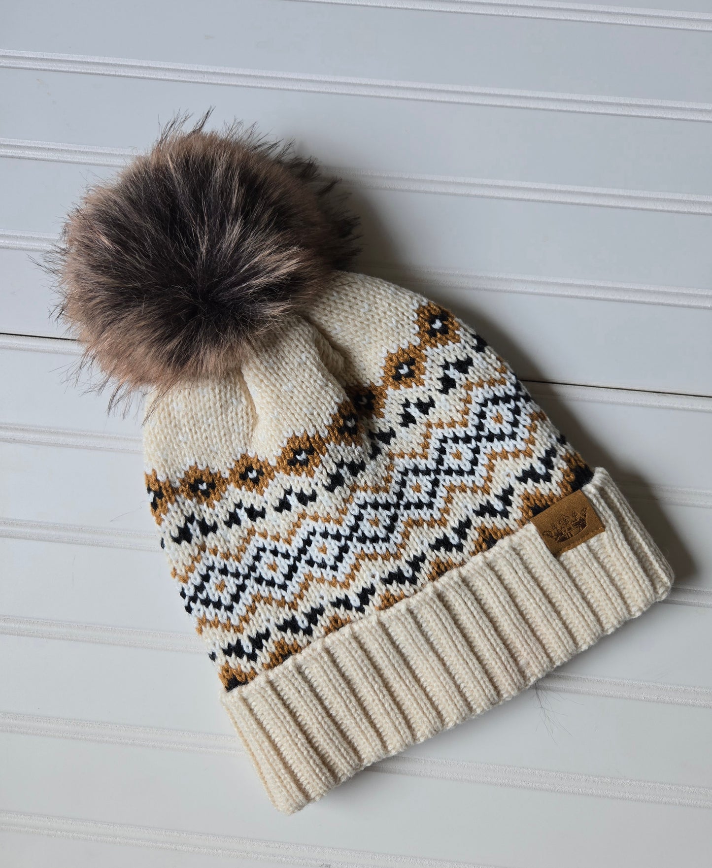 Snowflake + Heart Knit Pom Beanie