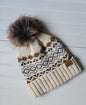 Snowflake + Heart Knit Pom Beanie