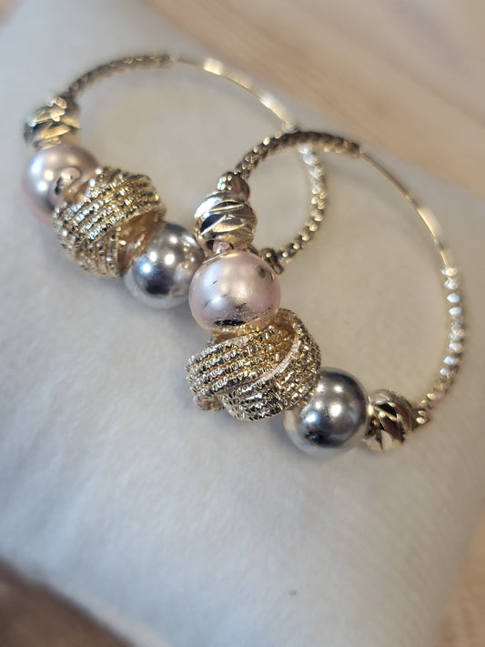 Textured Beaded Hoop Earrings