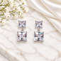 Square Cubic Stud Earrings