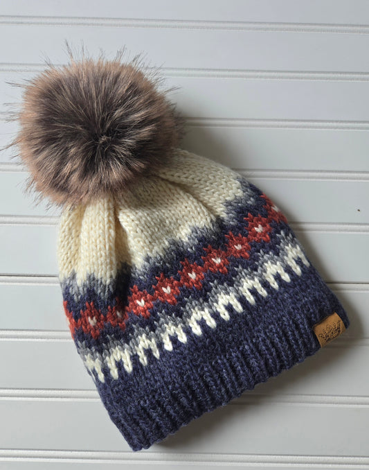 Patterned Pom Beanie