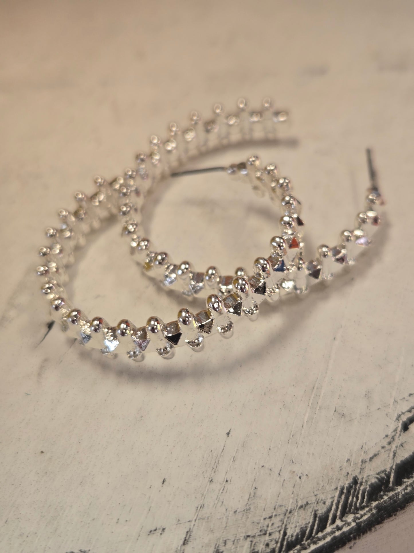 Silver Textured Hoop Earrings