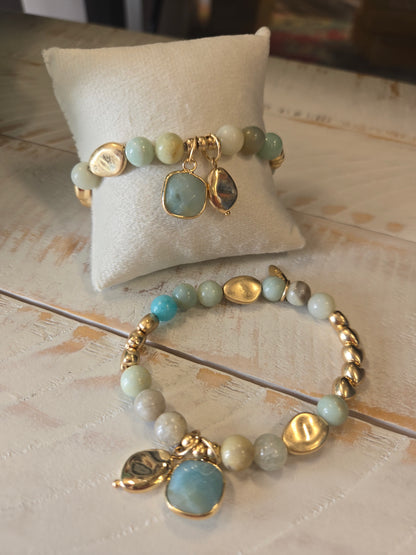 Earthy Stone Beaded Stretch Bracelet