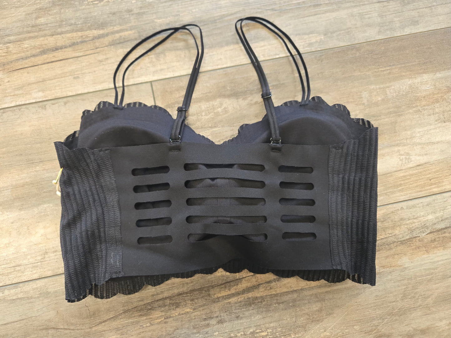 Black Laser Cut Mesh Bralette