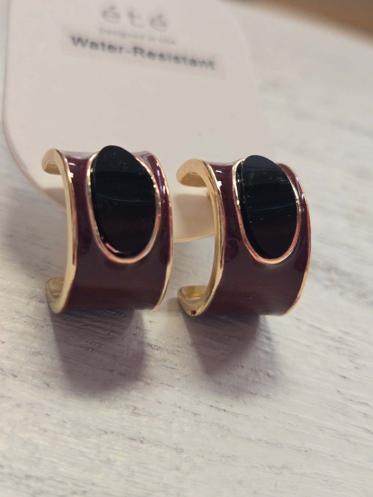 Marron and Black Hoop Earrings