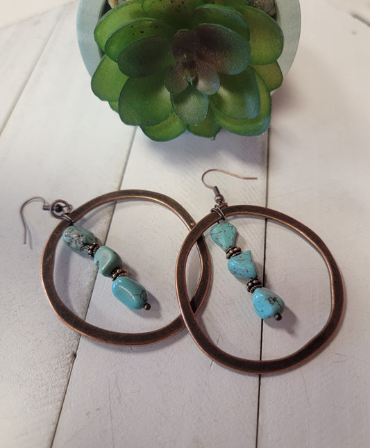 Blue Turquoise & Copper Earrings