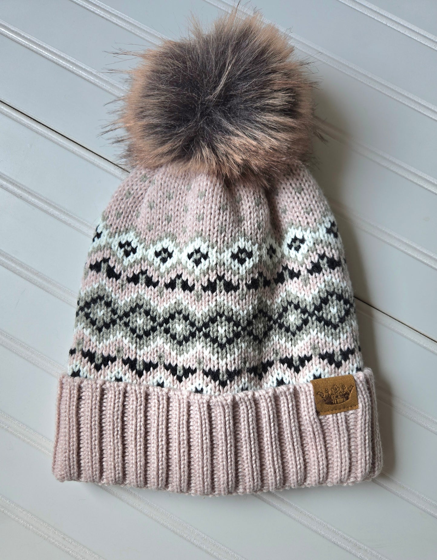 Snowflake + Heart Knit Pom Beanie