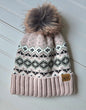 Snowflake + Heart Knit Pom Beanie