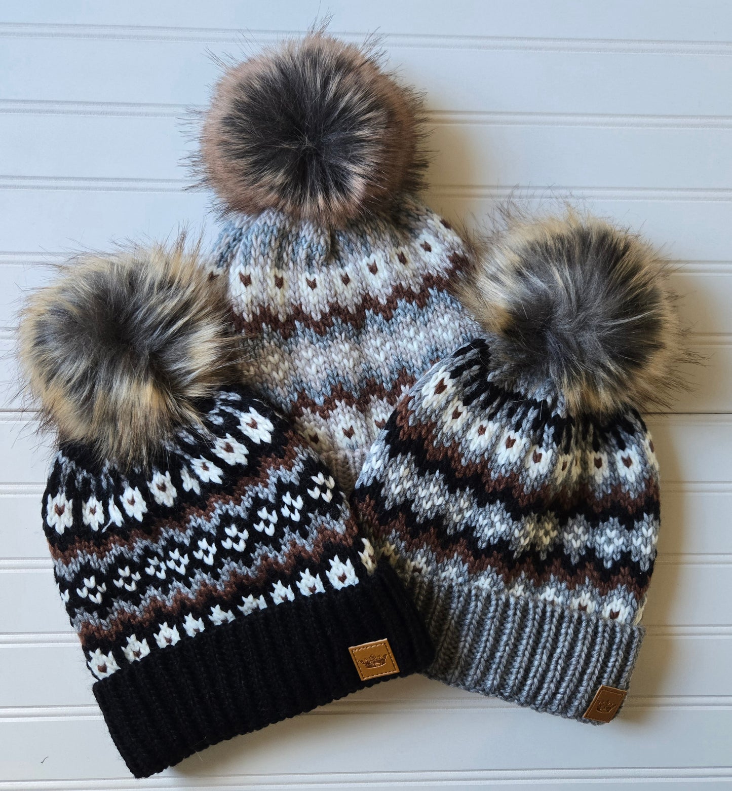 Winter Pattern Pom Beanie