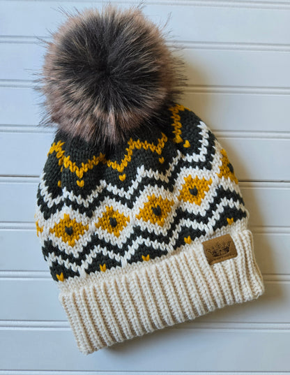 Knit Faux Fur Pom Beanie