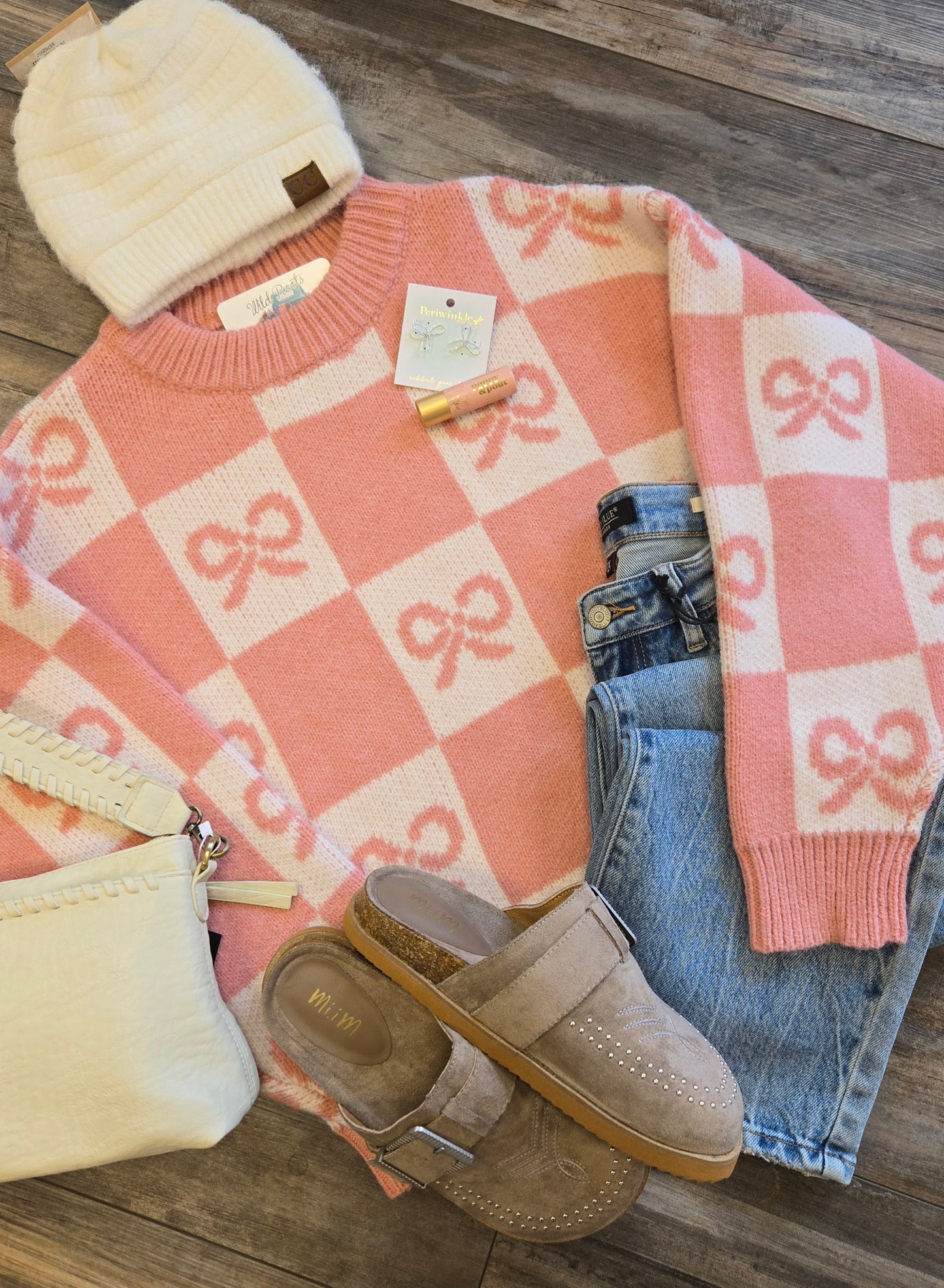 Bow and Checkered Sweater