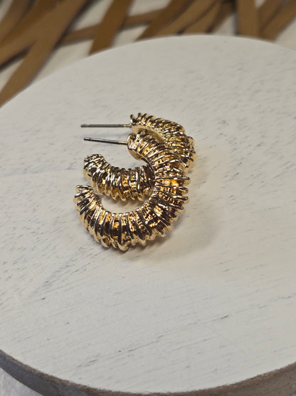 Gold Textured Hoop