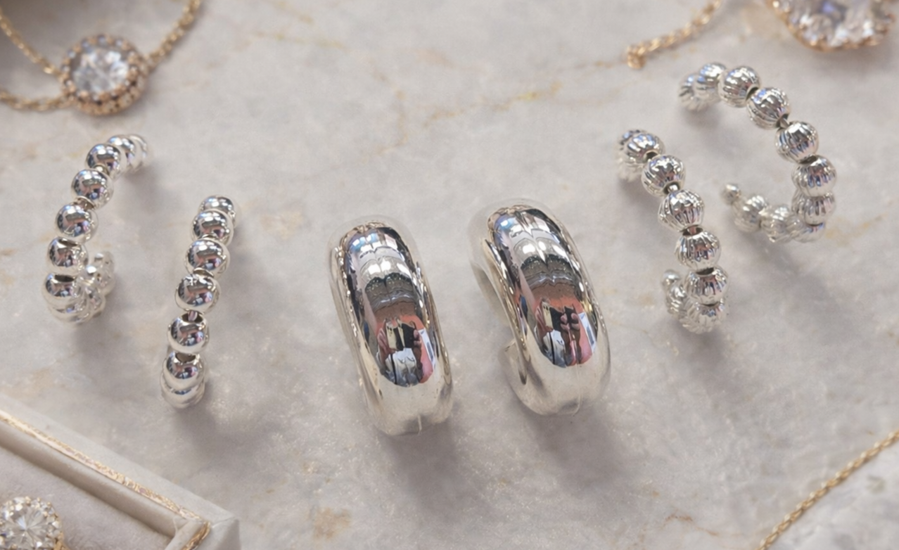 Set of 3 Silver Huggy Hoops