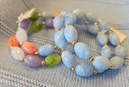 Set of 2 Oval Acrylic Stretch Bracelet