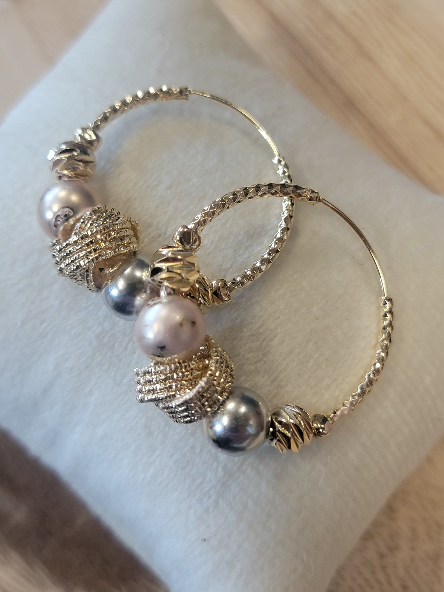 Textured Beaded Hoop Earrings
