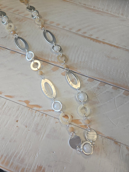 Silver and taupe Long Necklace