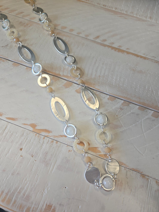 Silver and taupe Long Necklace