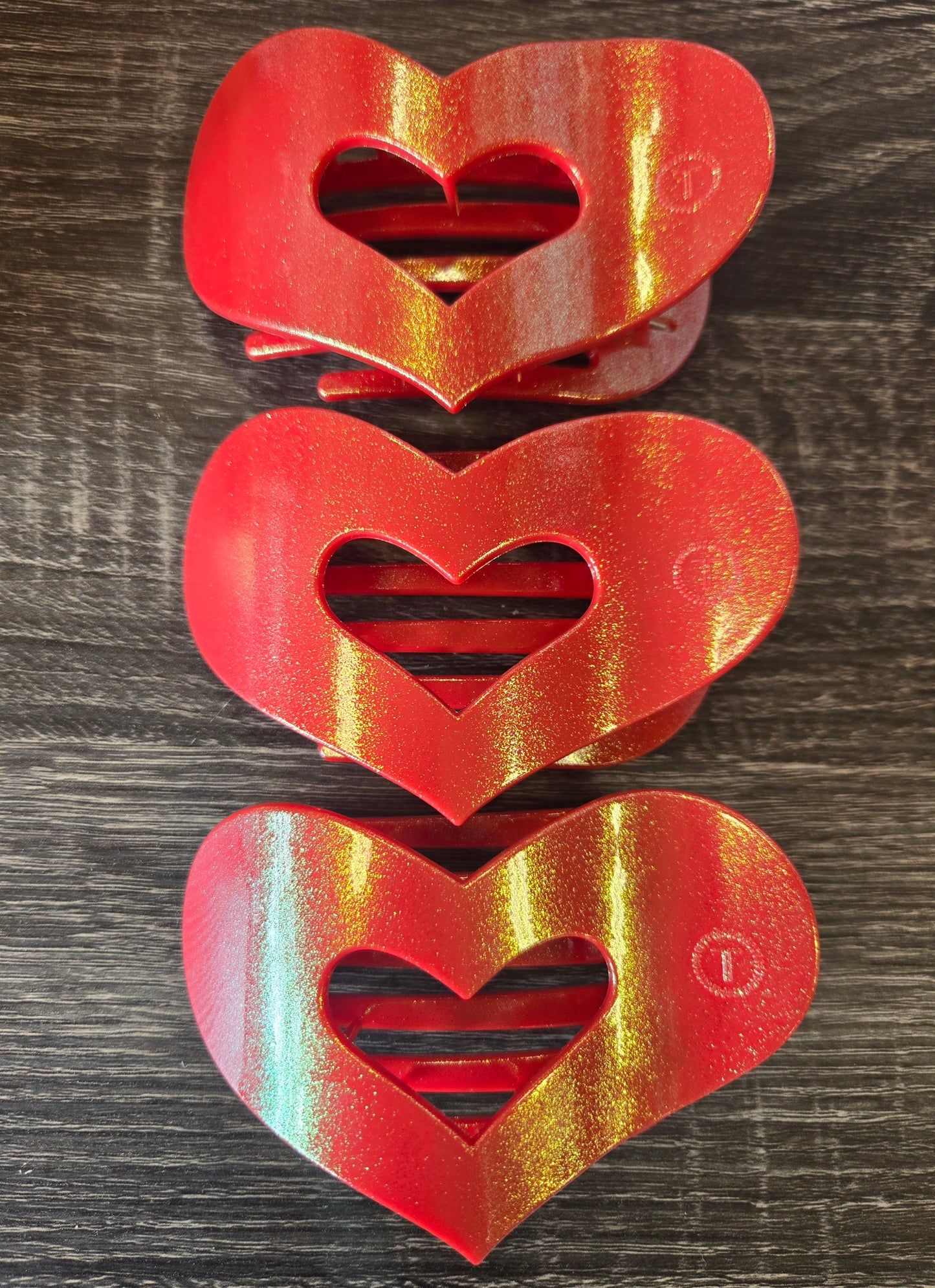 Red Sparkle Heart Large Clip Teleties