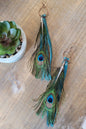 Peacock Feather Tassel Earrings