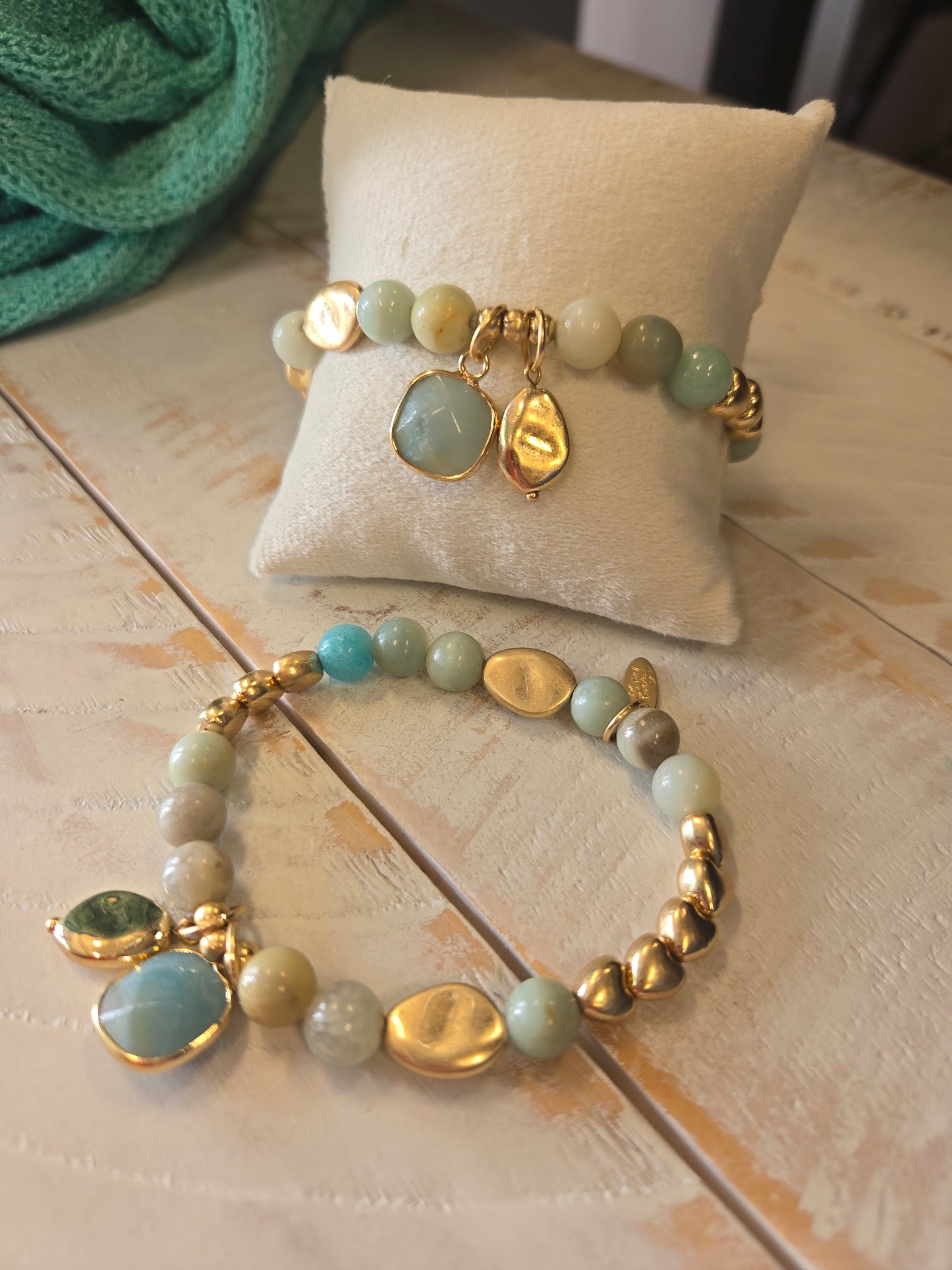 Earthy Stone Beaded Stretch Bracelet