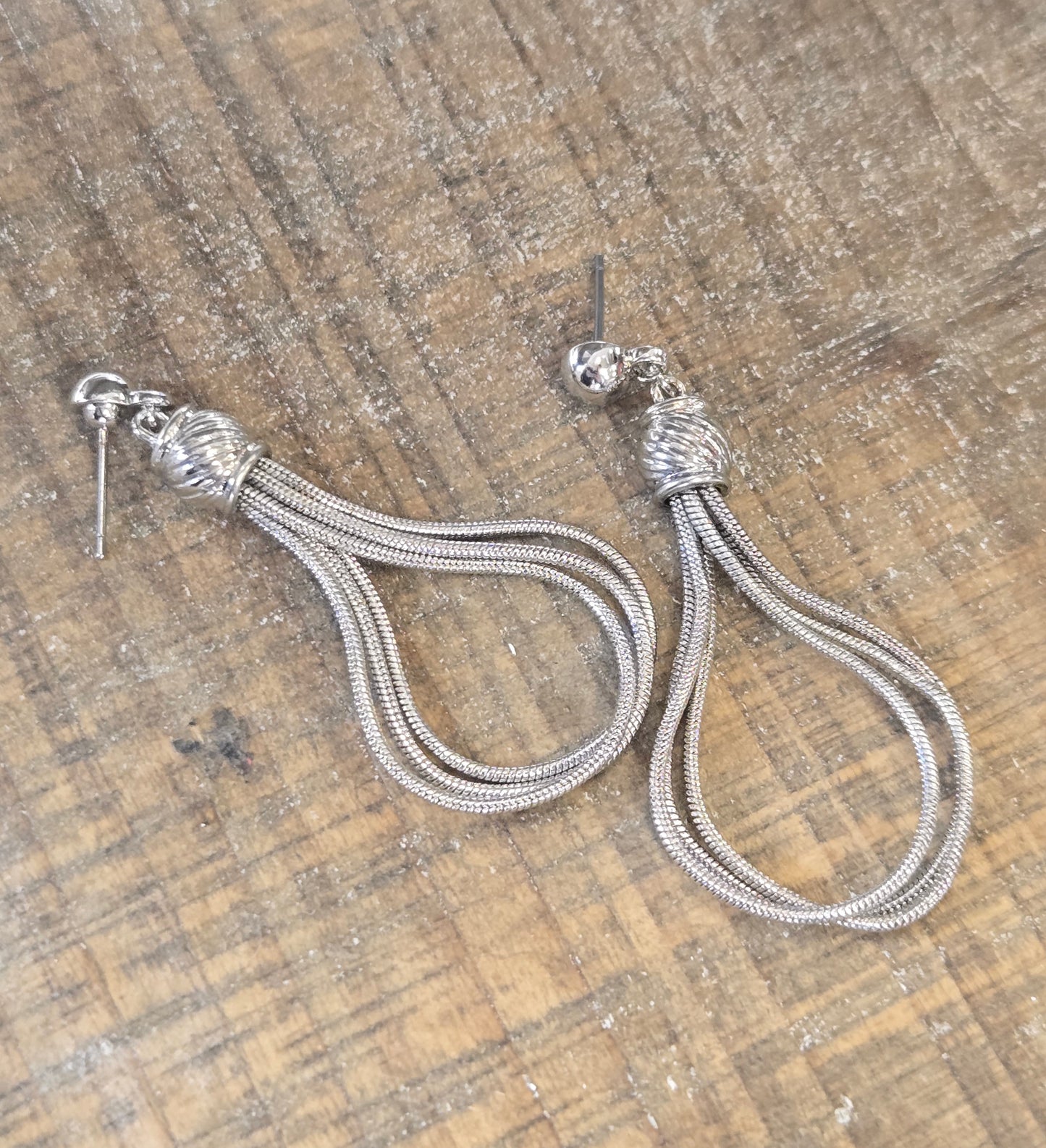 Silver Textured Wire Earrings
