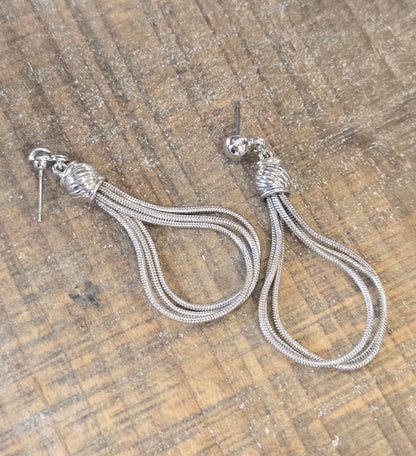 Silver Textured Wire Earrings