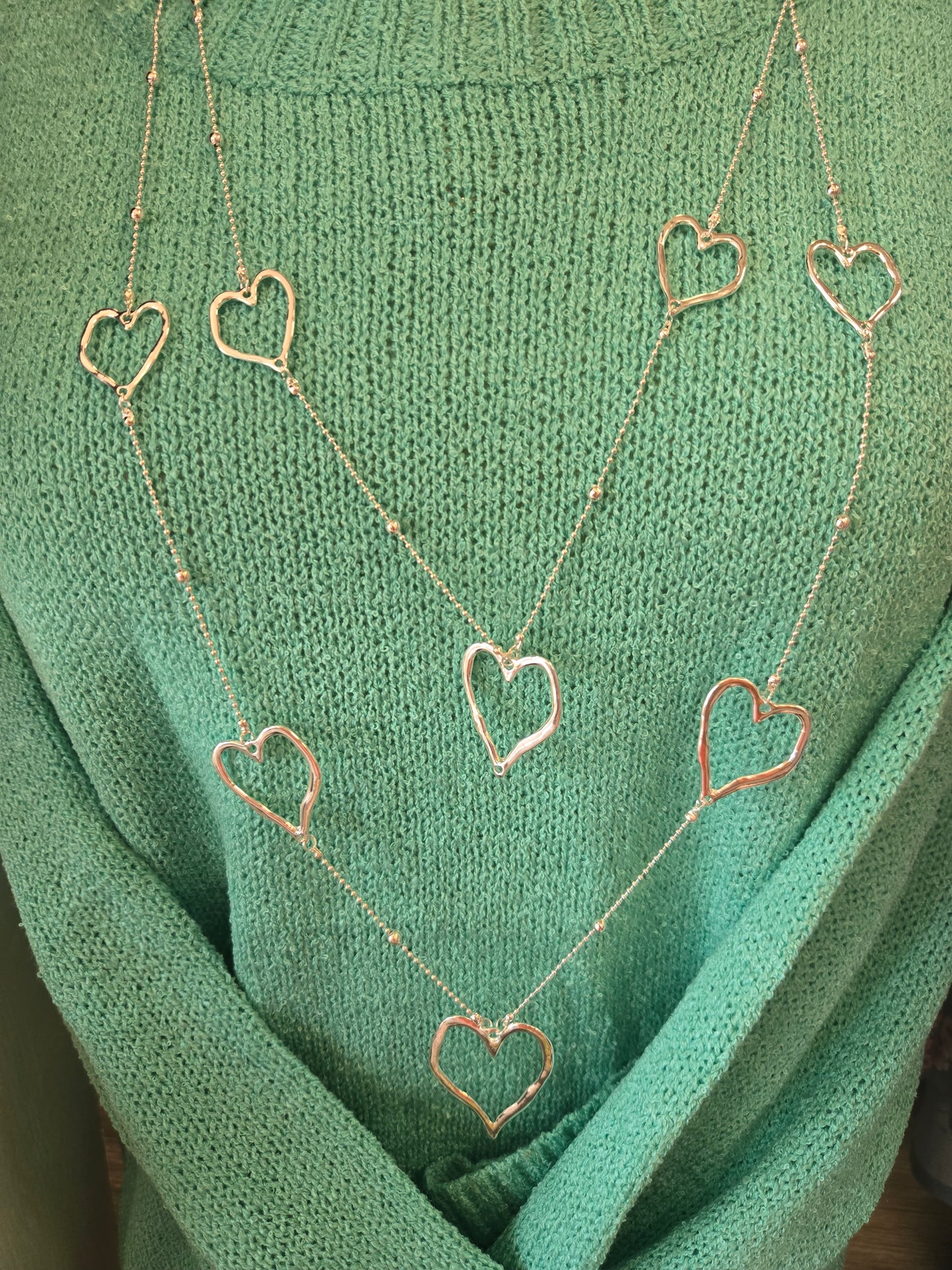 Silver Double Chain Heart Necklace