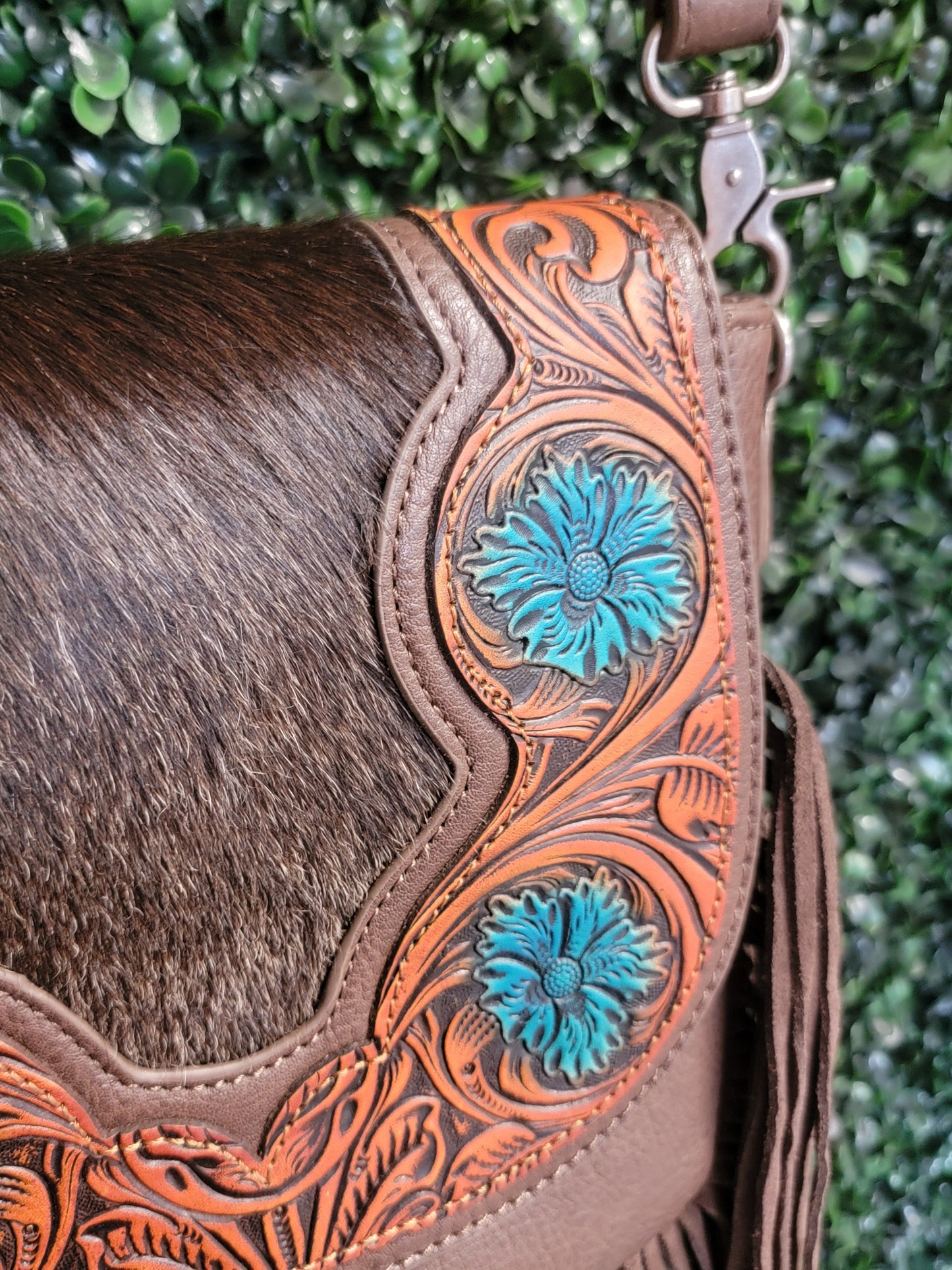 Turquoise Floral & Fringe Purse