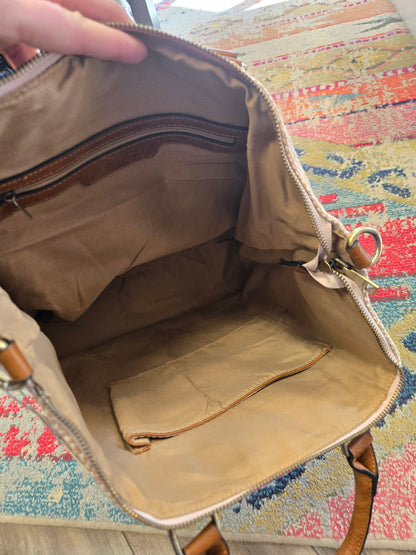 JoJo Two Tone Satchel - Sand/Blue