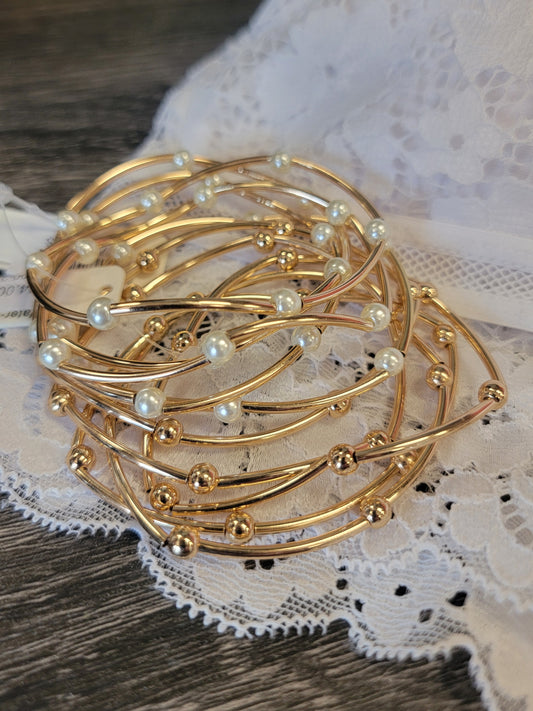 Set of 5 Gold Piping Bracelet