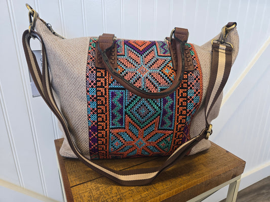 JoJo Two Tone Satchel - Sand/Blue