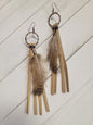 Boho Tassel & Brown Feather Earrings