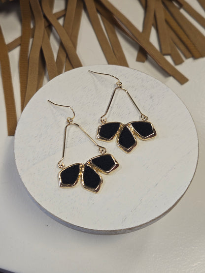 Black Suede Geo Earrings