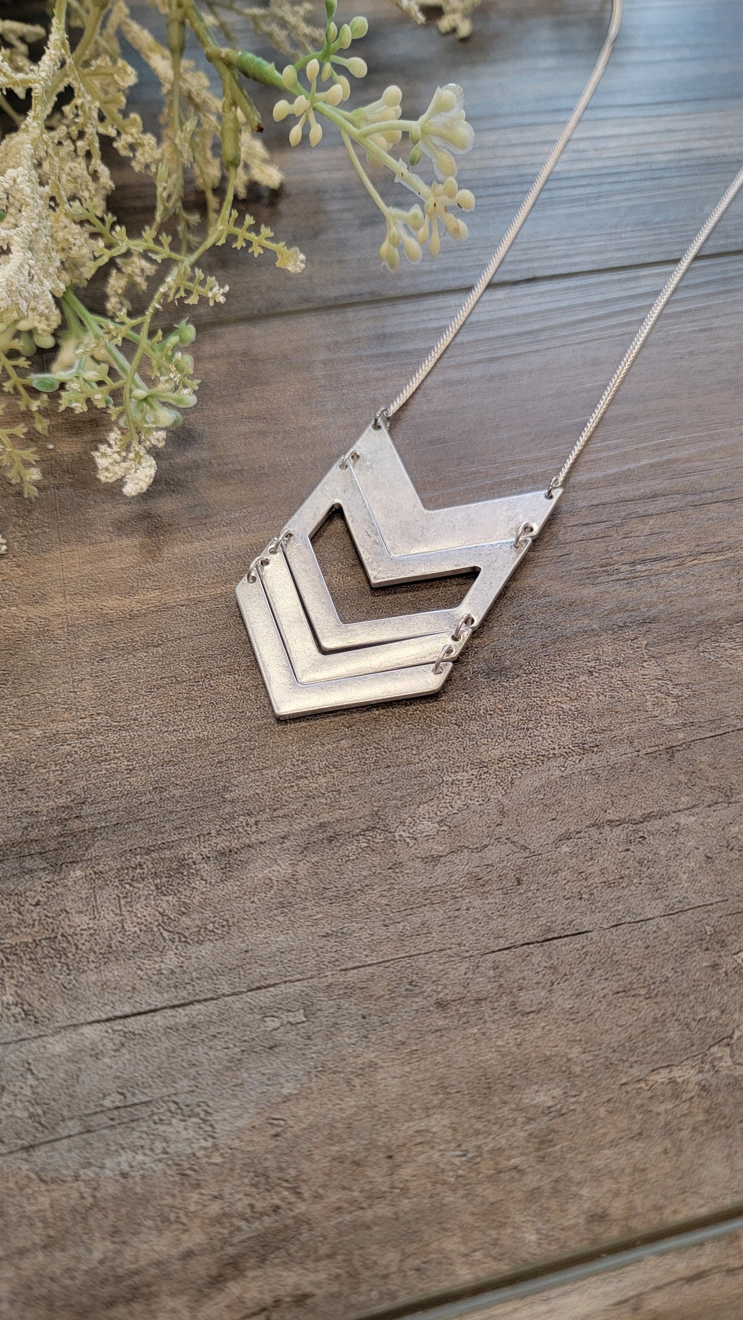 Chevron Metal Pendant Necklace