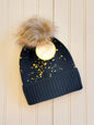 Kids Paint Splatter Beanie with Pom