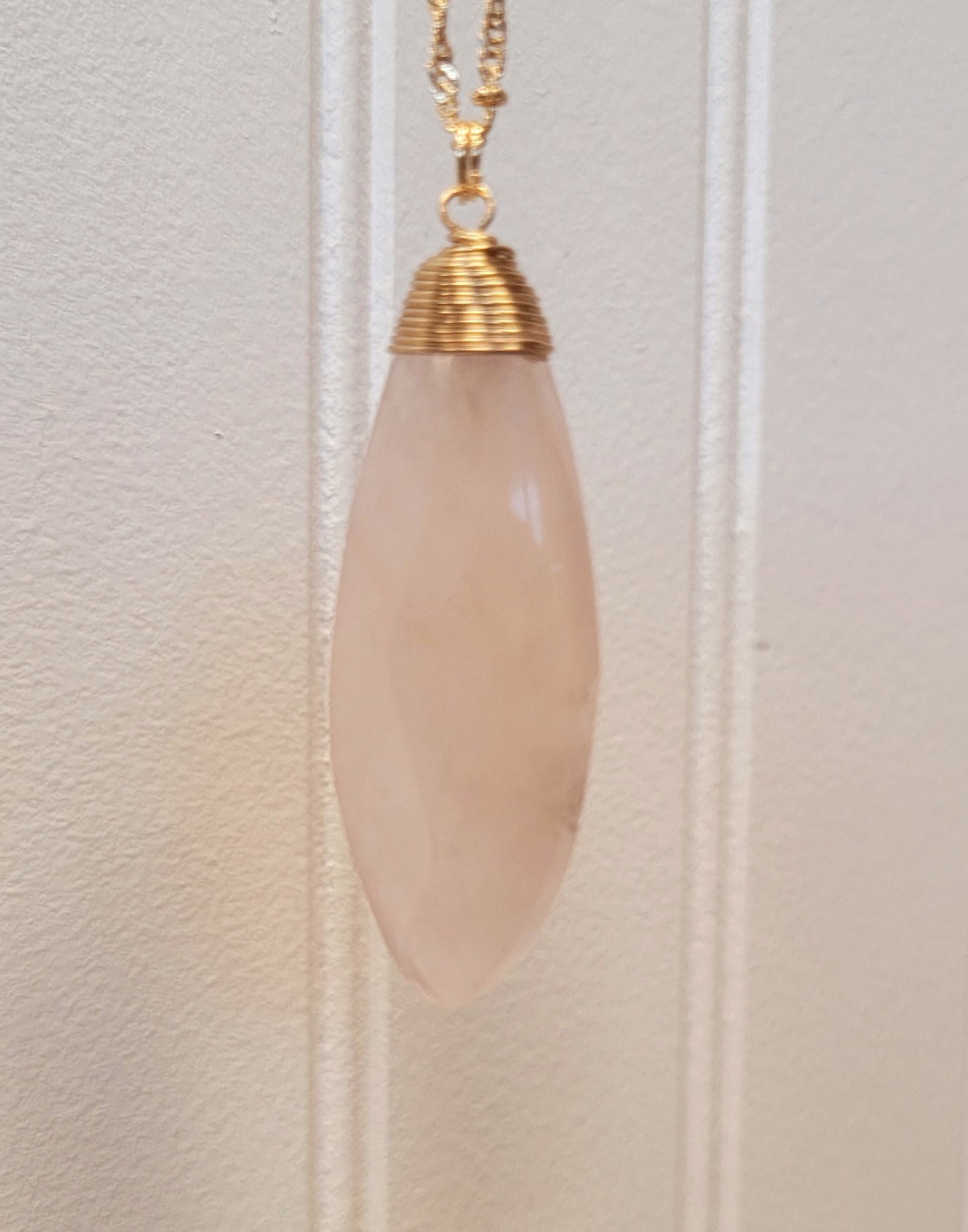 Oval Faceted Long Pendant Necklace