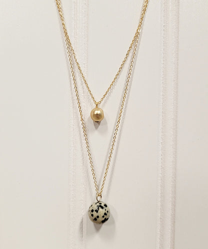 Double Charm and Stone Necklace