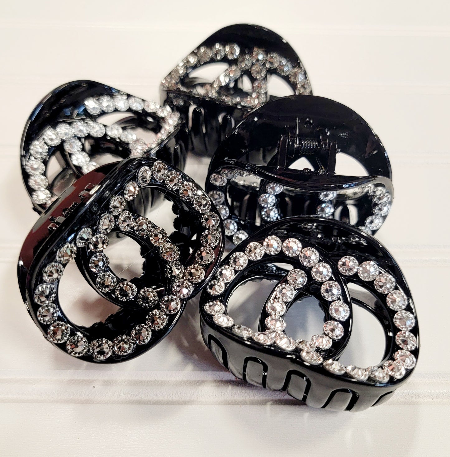 Bedazzled Hair Clips-Black