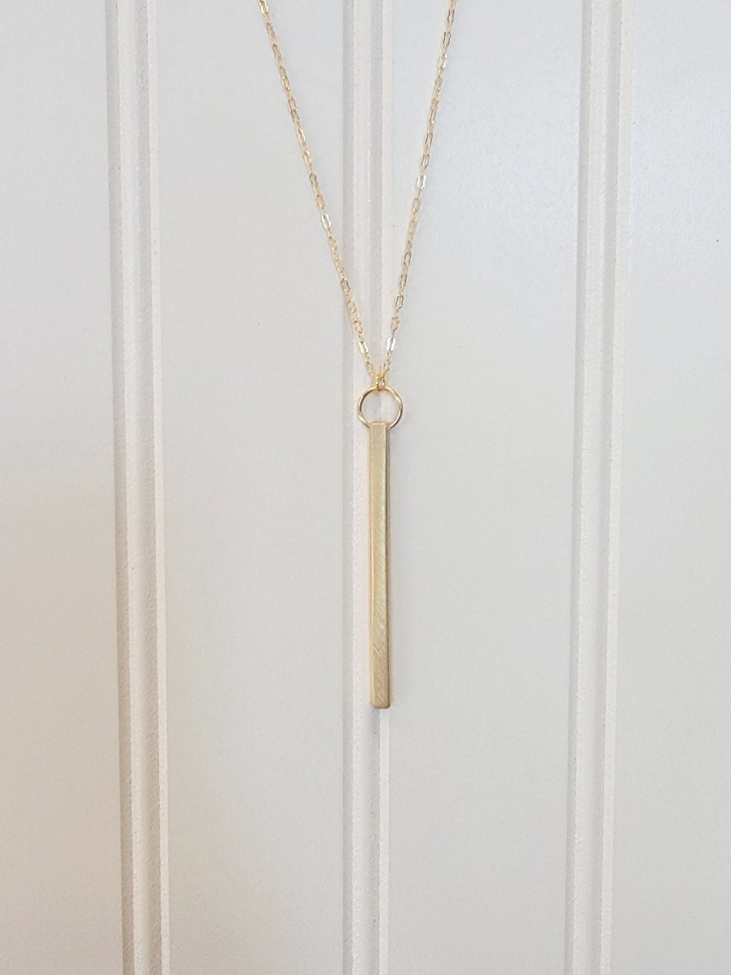 Matte Gold Bar Drop Necklace