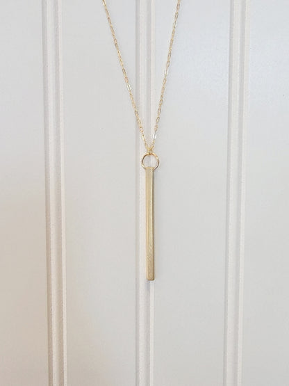 Matte Gold Bar Drop Necklace