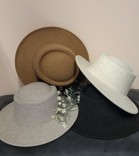 Felt Wide Brim Hat with Raise Top