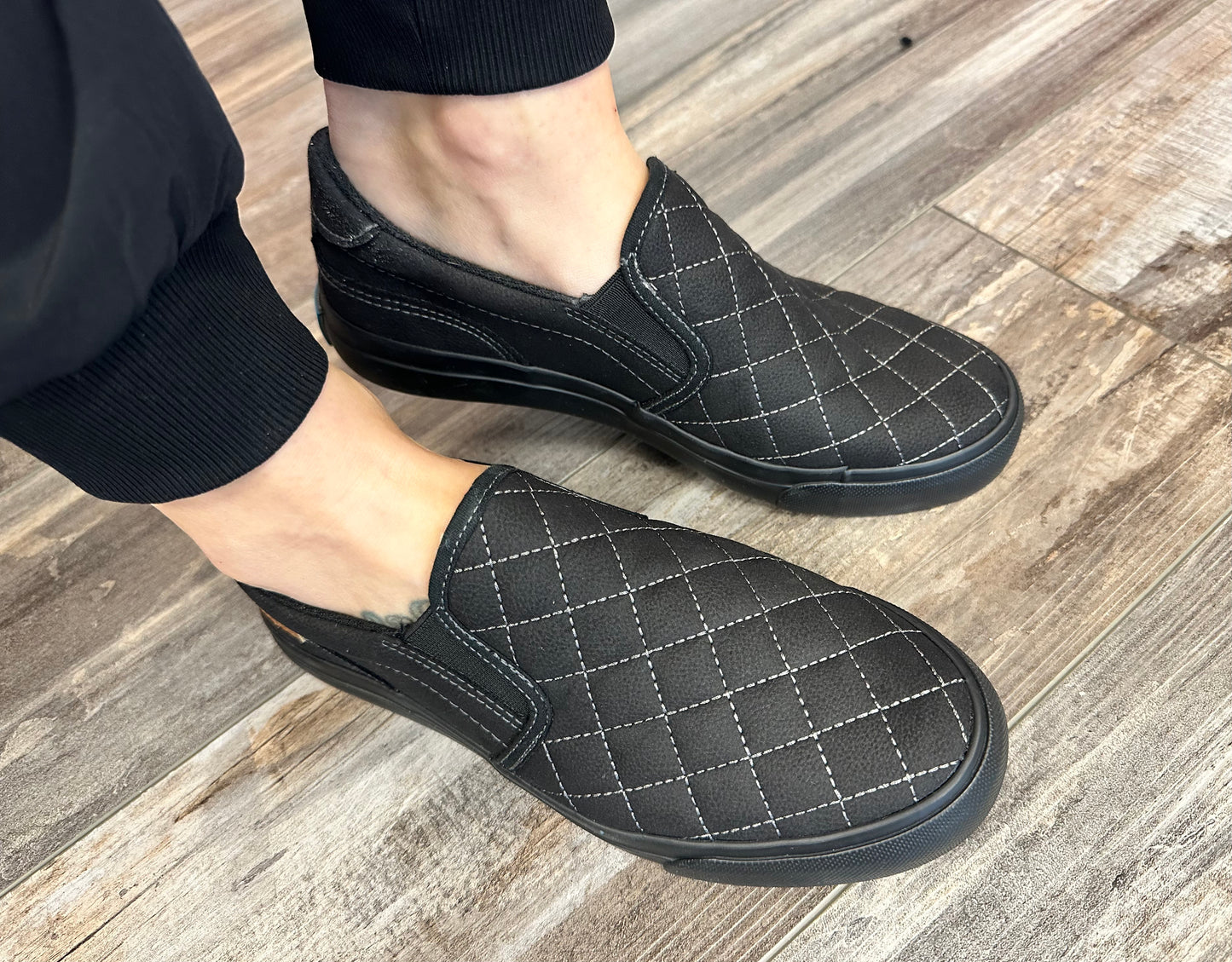 Black Fox Quilted Slip On